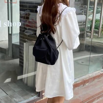 專屬你的包>> 鏈條束口後背包 