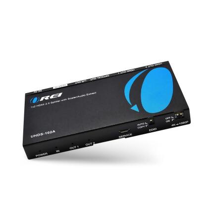Orei 1x2 2.0 HDMI Splitter with Scaler Audio Extractor 2 Ports with Full Ultra HDCP 2.2, 4K at 60Hz & 3D Supports EDID Control - UHDS-102A 