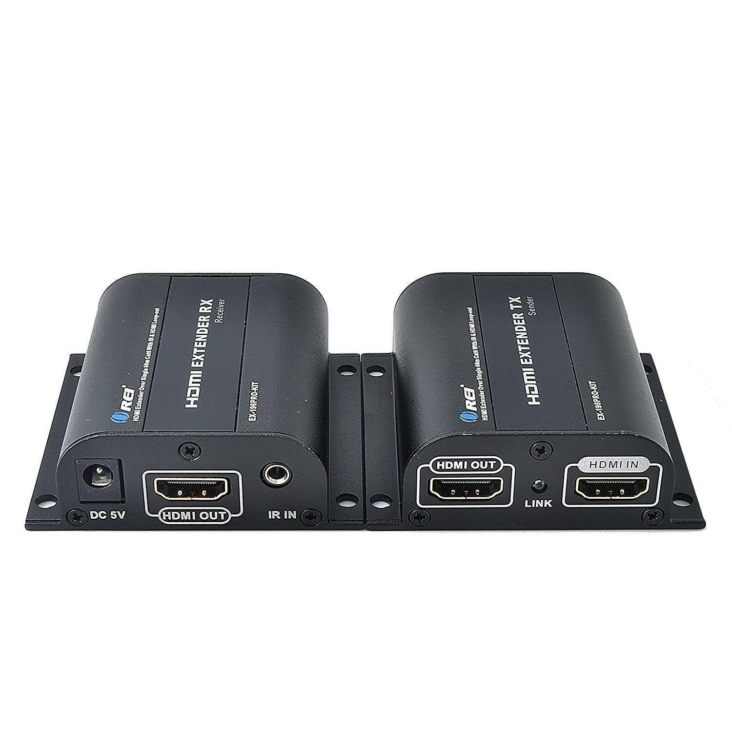 OREI 1080P HDMI Network Extender Over Single LAN Cable IR CAT6/7 Ethernet 196 Ft