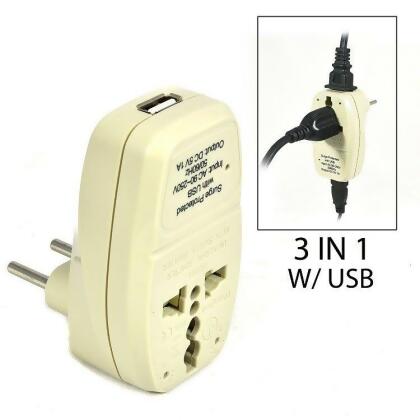 OREI Turkey/Italy - 3in1 Travel Plug Adapter w USB & Surge Protection Type C 