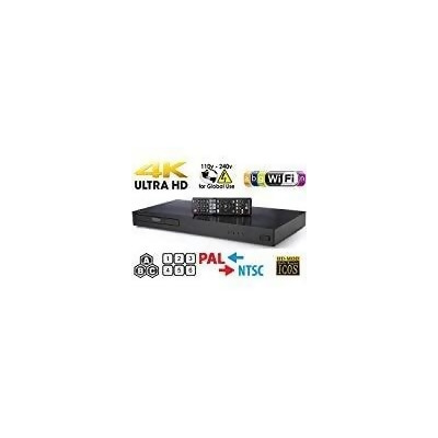 LG UHD - Dual HDMI - 2D/3D - Wi-Fi - 2K/4K - RegionFree Blu Ray Disc DVD Player - PAL/NTSC - USB - 100-240V 50/60Hz for World-Wide Use 6 Feet Multi System 4K HDMI Cable 