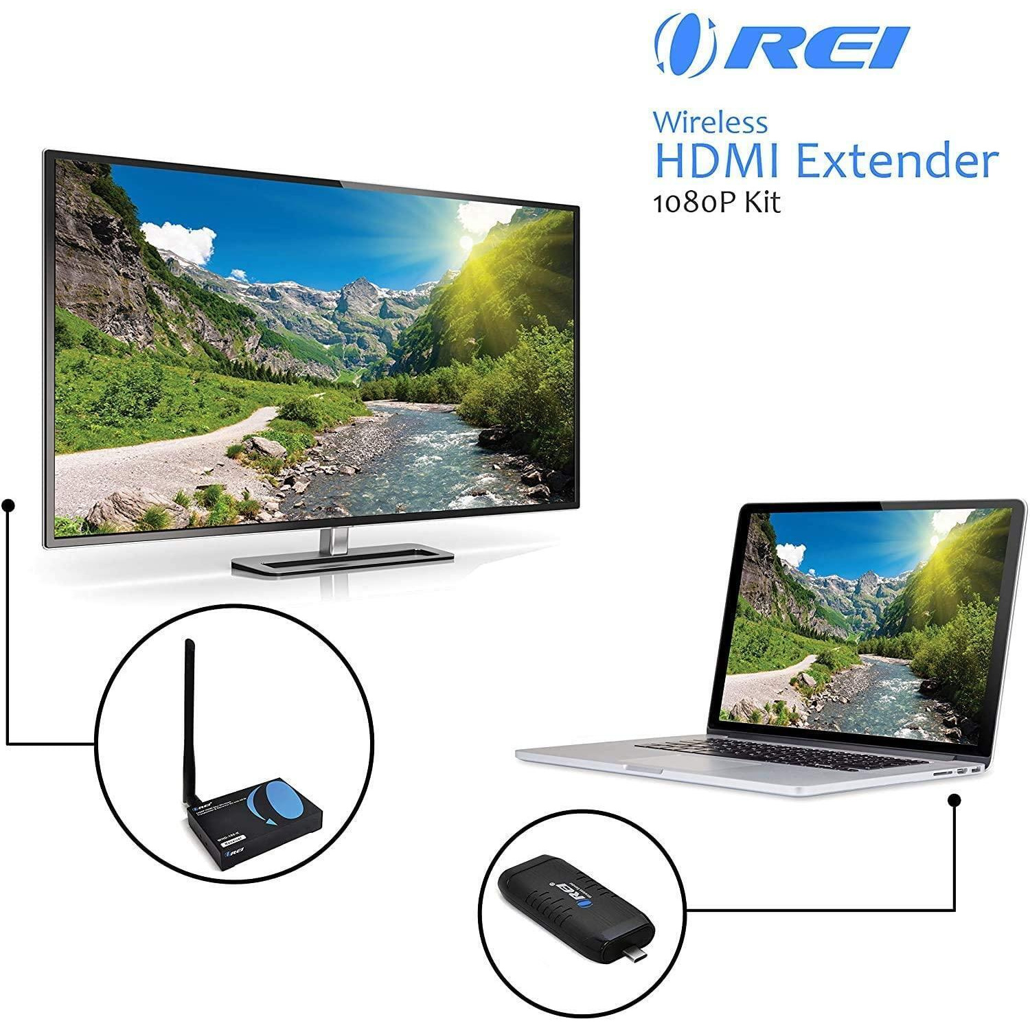 OREI Wireless HDMI Extender Transmitter & Receiver Dongle 1080P Type C to HDMI alternate image