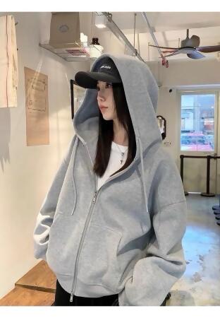 高質感雙層連帽抽繩慵懶外套 