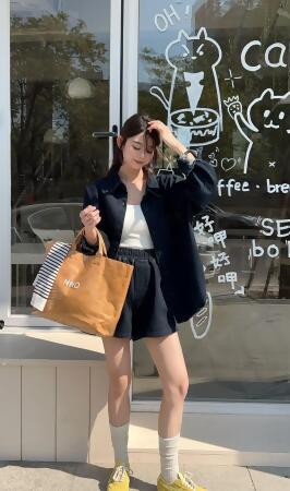 牛仔襯衫加短褲套組 
