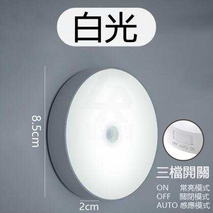 LED感應圓形小夜燈-單白光 (恆亮自動關閉) 