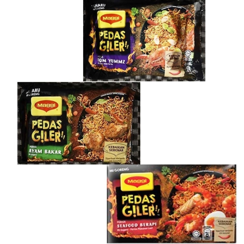 [Ready Stock] Maggi Pedas Giler Flaming Seafood,Roasted Chicken,Tomyummz  76g x 1