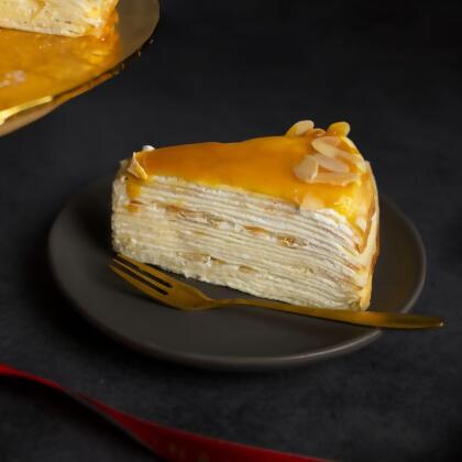 Salted Caramel Almond Crepe Cake (Slice) 