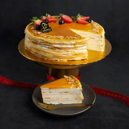 Salted Caramel Almond Crepe Cake 焦糖杏仁千层蛋糕 
