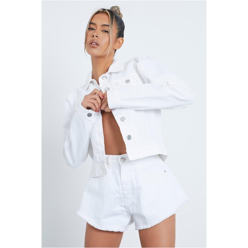 White floaty denim shorts Clearance
