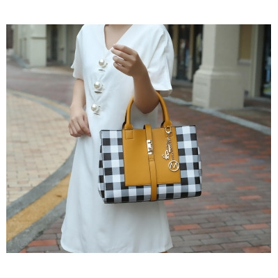 MKF Collection Yuliana Vegan Leather Women's Checkered Satchel Handbag with Wallet by Mia K 