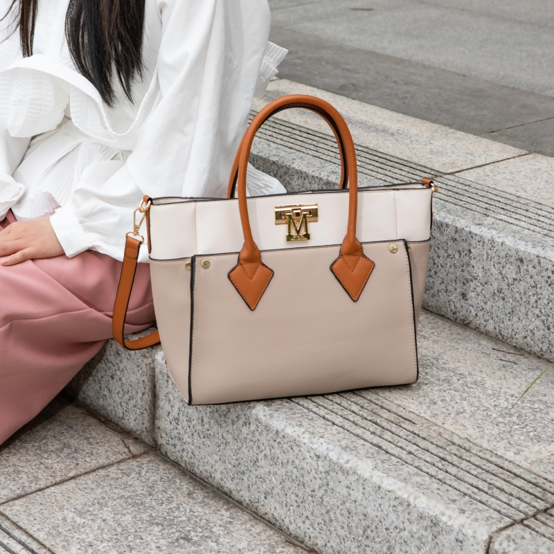 MKF Collection Designer Tote Bag for Women, Vegan Leather a Color-Block  Fashion Handbag Purse with Wristlet Wallet