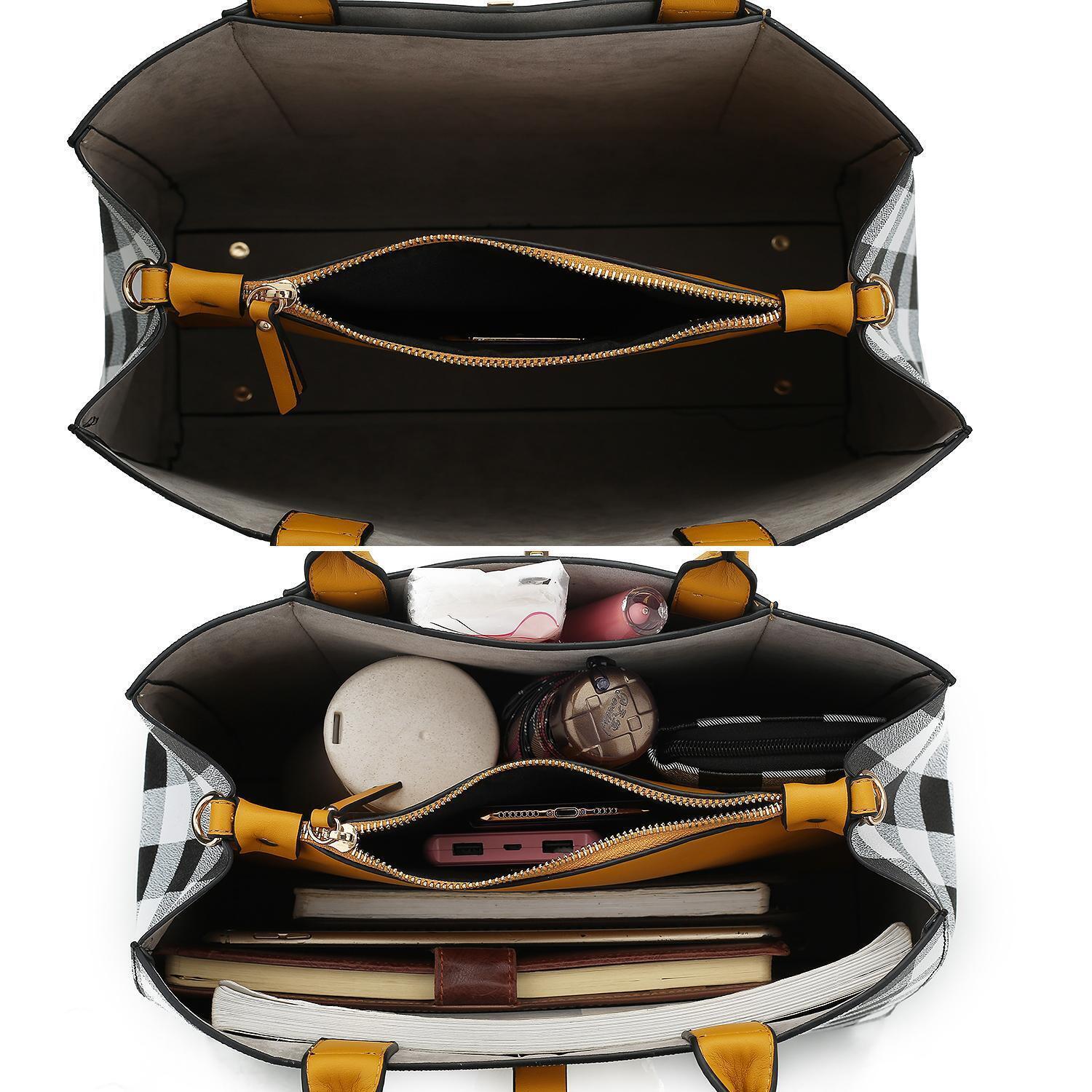 MKF Collection Yuliana Vegan Leather Women's Checkered Satchel Handbag with Wallet alternate image