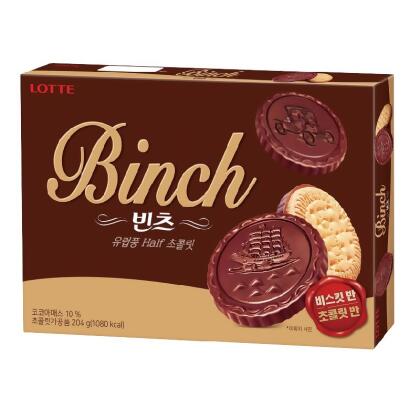 韓國樂天BINCH 巧克力餅乾-204g 