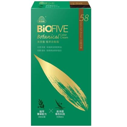 美吾髮BioFIVE植萃染髮霜-亞麻深栗 