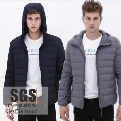 特級超保暖無縫連帽90%羽絨外套-男款(KD-8907)(現+預) - 藏青 / L 