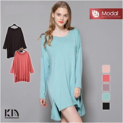 莫代爾中長版寬鬆舒適開叉連衣裙-KD-657 (F均碼/5色)(現貨) - 羅馬紫 