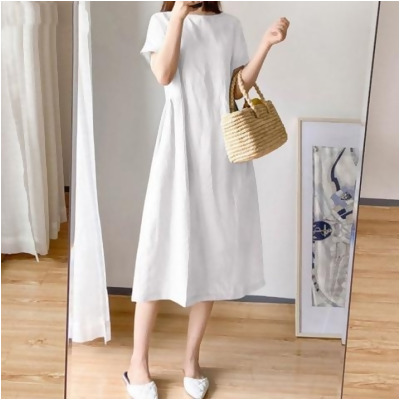 【美安限定】日系修身顯瘦洋裝(KDD-8523)(現貨) - 白色 / 3XL 
