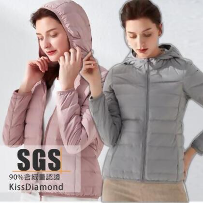 特級超保暖無縫連帽90%羽絨外套-女款(KD-8903) - 粉 / XL 