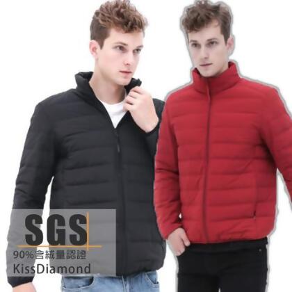 特級超保暖無縫立領90%羽絨外套-男款(KD-8906) - 藏青 / M 