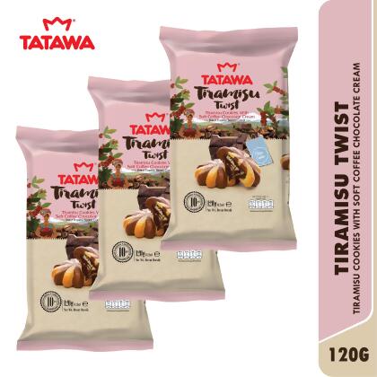 Tatawa Tiramisu Twist: Tiramisu Cookies with Soft Coffee Chocolate Cream [120g x 3Packs] 