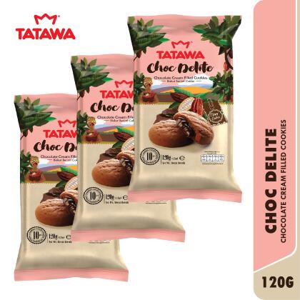 Tatawa Choc Delite: Chocolate Cream Filled Cookies [120g x 3Packs] 