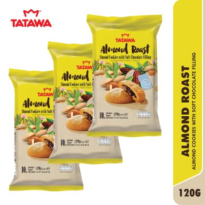 Tatawa Almond Roast: Almond Cookies with Soft Chocolate Filling [120g x 3Packs] 