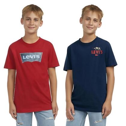 限時特價 美國清倉Levi's 青年款純棉T圓領短袖 兩件組(紅加深藍) 