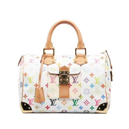 LOUIS VUITTON Speedy 30 Monogram Multicolor Satchel Bag White - 15% OF