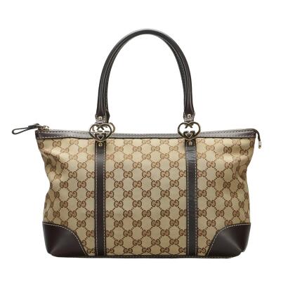 Gucci Pre-owned GG Canvas & White Leather Tote