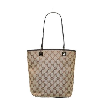 Gucci Pre-owned GG Canvas & White Leather Tote