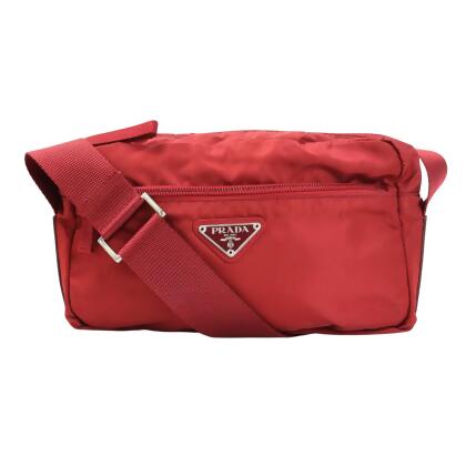 Prada - Dark Red Tessuto Flat Crossbody Bag