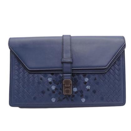 Navy Intrecciato-leather backpack, Bottega Veneta