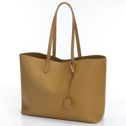 Shopping monogramme leather tote Saint Laurent Beige in Leather