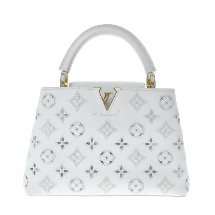 Pre-owned Louis Vuitton White Leather Capucines Limited Edition Pm