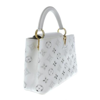 Pre-owned Louis Vuitton White Leather Capucines Limited Edition Pm