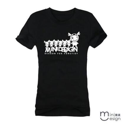 【Minidesign】（女款）MINI小龍牽牽手潮流短T 三色 - 黑色 / L 