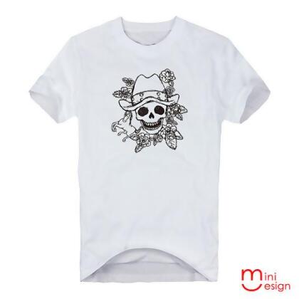【Minidesign】（男款）西部骷髏牛仔潮流短T 三色 - 灰色 / L