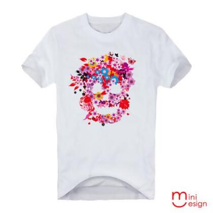 【Minidesign】（男款）日式繁花骷髏頭潮流短T 三色 - 灰色 / M 