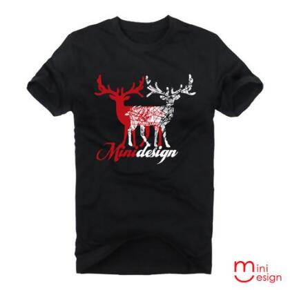 【Minidesign】（男款）花鹿剪影潮流短T 五色 - 灰色 / M 