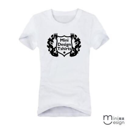 【Minidesign】（女款）MINIDESIGN TSHIRTS盾牌龍飾潮流短T 三色 - 白色 / L 