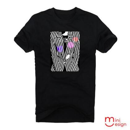 【Minidesign】（男款）高反差西裝影像潮流短T 三色 - 灰色 / L 
