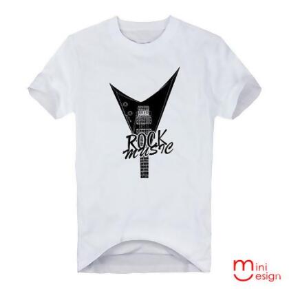 【Minidesign】（男款）ROCKmusic黑色搖滾潮流短T 三色 - 寶藍色 / XL 