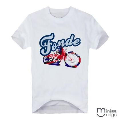 【Minidesign】（男款）Fonde摩托車潮流短T 五色 - 藍色 / L