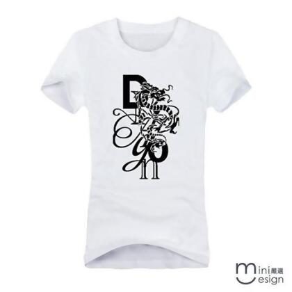 【Minidesign】（女款）DRAGON字母龍潮流短T 三色 - 黑色 / XL 