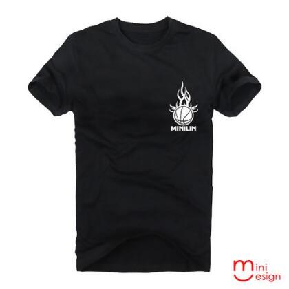 【Minidesign】（男款）MINILIN黑火籃球潮流短T 五色 - 灰色 / XL 