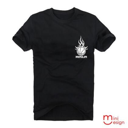 【Minidesign】（男款）MINILIN黑火籃球潮流短T 五色 - 藍色 / XL 
