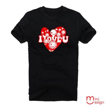 【Minidesign】（男款）I LOVE U愛花田潮流短T 三色 - 灰色 / XL 