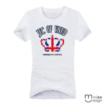 【Minidesign】（女款）英國旗皇冠潮流短T 三色 - 白色 / XL 