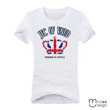【Minidesign】（女款）英國旗皇冠潮流短T 三色 - 黑色 / L 