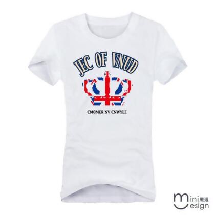 【Minidesign】（女款）英國旗皇冠潮流短T 三色 - 灰色 / XL 